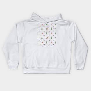 Reindeer, christmas trees and gifts Kids Hoodie